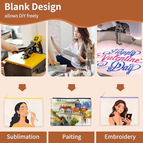 AMDAILY 50Pcs Canvas Makeup Bags Bulk, Cotton Sublimation DIY Cosmetic Bag - Image 3