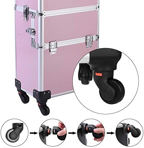 mefeir 3 in 1 Rolling Makeup Train Case, Large Cosmetic Trolley with 360° Rotation Wheels & 2 Drawers, Professional for Makeup & Tattoo Artist & Hairstylist - Image 6