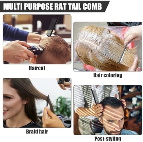 NICEMOVIC 36 Pack Rat Tail Parting Rattail Braiding Combs Bulk for Women, Parting Combs for Braiding Hair, Individually Wrapped Braider Essentials Barber Supplies Accessories Tools (Black) - Image 5