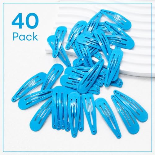 Teal Blue Hair Clips, 2 Inch Metal Snap Clips 40 Pack - Image 6