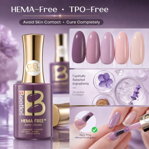 Beetles Purple Gel Nail Polish Set, 5 Colors Cat Eye Gel Gift Set - Image 3