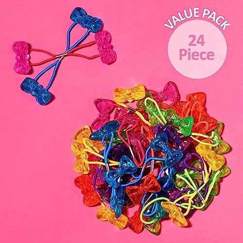 Expressions 24pc Ponytailers Hair Elastics, Mini Bow-Shaped Multicolored Twin Beads Bauble Ponytail Holders, Toddler Hair Accessories, Kids Value Pack - Image 6