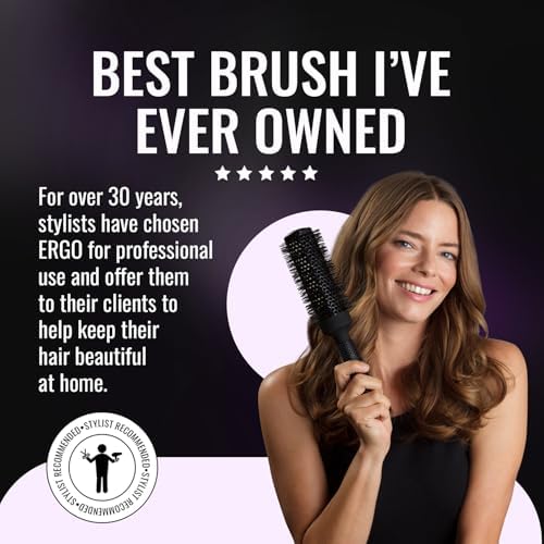ERGO Ceramic Ionic Round Brush for Blow Out - Salon Quality Hair Brushes for Women - Roller Brush for Blow Drying, Wet and Dry Hair Styling, Volumizing Hair Care - ER43: 1.75" - Image 5