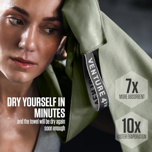 VENTURE 4TH Quick Dry Microfiber Towel for Camping & Gym -Army Green Medium - Image 4