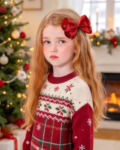 YHXX YLEN 6pcs Christmas Hair Bows for Girls, 4.5inch Toddler Bows Clips - Image 5
