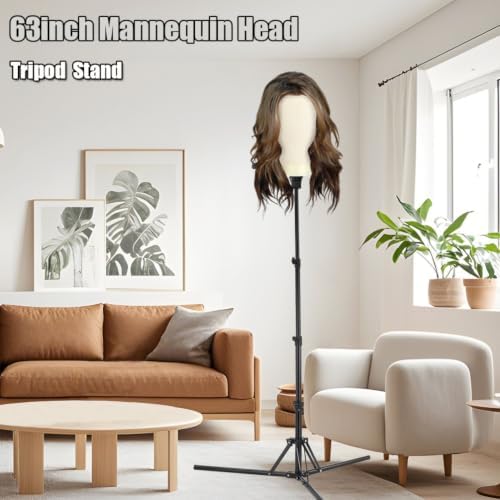 SZCY LLC Wig Head Stand 63inch, Height Adjustable Mannequin Head Stand - Wig Stand Tripod for Cosmetology Hairdressing Training - Image 2
