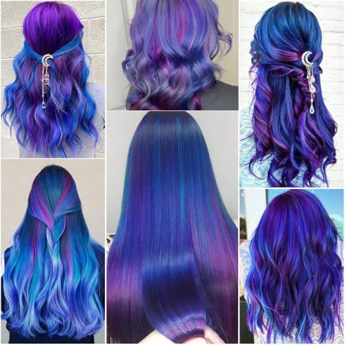 Colored Purple Hair Extensions Clip in Synthetic Hairpieces 10 PCS - Image 6