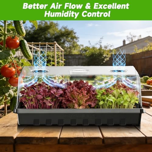 Seed Starter Tray, Gardening Plant Grow Trays Kit for Seedling, Germination Trays with 4.72 Inch High Humidity Domes，Large Growing Space & Better Air Flow for Seed Starting, Mini Greenhouse, 3PCS - Image 5