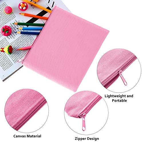 meekoo 16 Pcs Blank Canvas Zipper Pouch Pencil Bag Bulk, L, Beige and Pink - Image 3