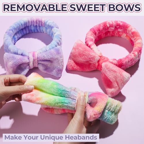 LEOBRO 3pcs Spa Headbands, and 3pcs Hair Srunchies, Hot Pink/Rainbow/Violet - Image 7