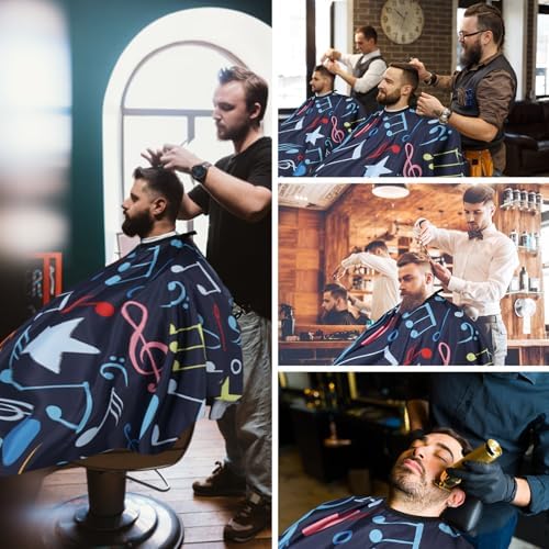 Professional Hair Cutting Cape with Neck Duster Brush, Waterproof Salon Barber Cape with Snaps, Barber Accessories (Music Notation) - Image 6