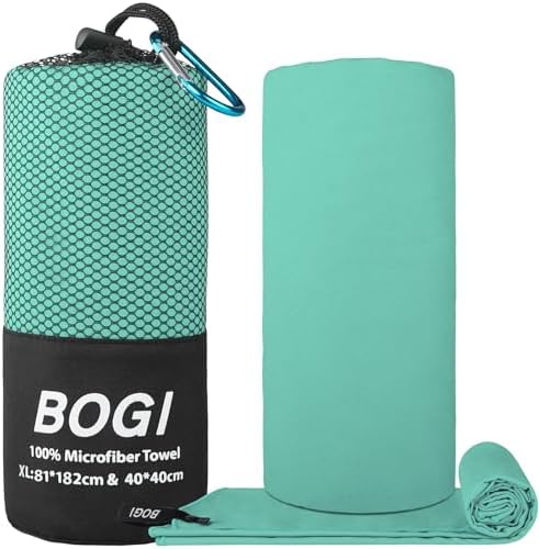 BOGI Microfiber Travel Sports Towel-Quick Dry Soft Lightweight Absorbent Compact Sports Towel for Camping Gym Beach Bath Yoga Swimming Backpacking (XL:72''x32''+16''x16''-Mint) - Image 2