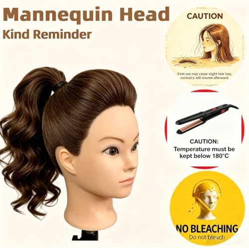 Multi-purpose Mannequin Head with Hair for Makeup and Hair Styling - Image 5