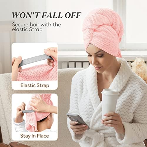 YFONG Large Microfiber Hair Towel Wrap for Women, 26" X 40" Super Absorbent - Image 4