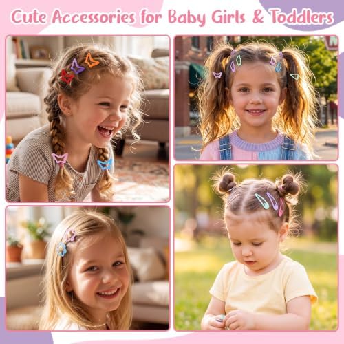 144 Pcs Colorful Snap Hair Clips for Girls, 6 Shapes Metal Cute Barrettes - Image 4