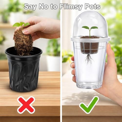 12 Pack 5in1 Seed Starter Cup Kit With Dome,Propagation Cups Self Watering - Image 3