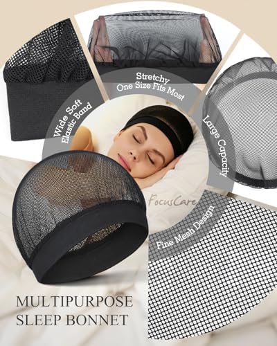 Black Hair Net with Wide Elastic Band, Fine Mesh - Comfortable Hairnets for Sleeping, Non-Binding Wide Edge, Small Holes Prevent Hair Loss, Tubi Hair Wrap for Women, Fits All Head Types - Image 2
