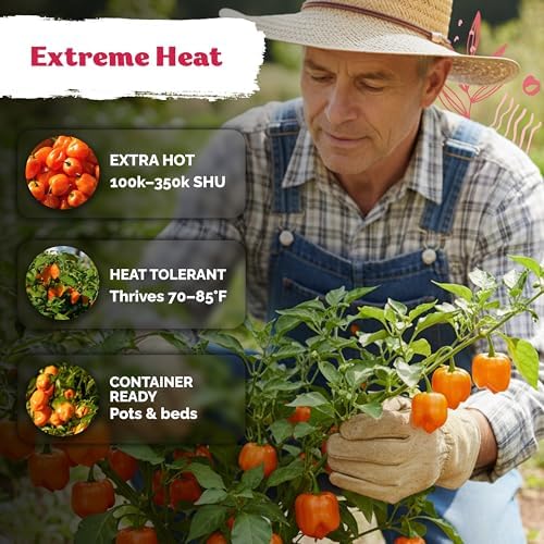 100 Orange Habanero Hot Pepper Heirloom Vegetable Seeds, Capsicum Chinense - Image 4