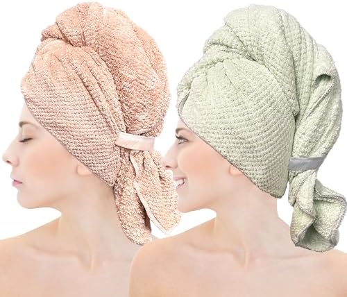 Chloven 2 Pcs Extra Large Microfiber Hair Towel Hair Drying Towel for Women by ChlovenUS