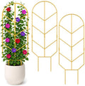 2 Pack Large Climbing Plant Trellis, 30'' Tall Garden Support for Potted Plants Indoor, Modern Decorative Trellis for Crawling Plants Jasmine, Wisteria and Lilac Vines (Gold) by Unknown