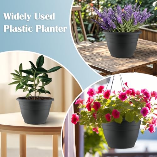 RooTrimmer 3 Pack 11 Inch Plant Pots with Drainage Hole and Plug,Plastic Flower Pots for Indoor & Outdoor Plants,Lightweight Plant Pots Perfect for Herbs,Flowers & Succulents(Gray) - Image 3