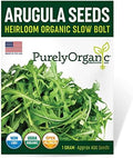 Purely Organic Arugula Seeds (Slow Bolt) - Approx 400 Seeds - USDA Organic, Non-GMO, Open Pollinated, Heirloom, USA Origin by Purely+Organic+Products+LLC