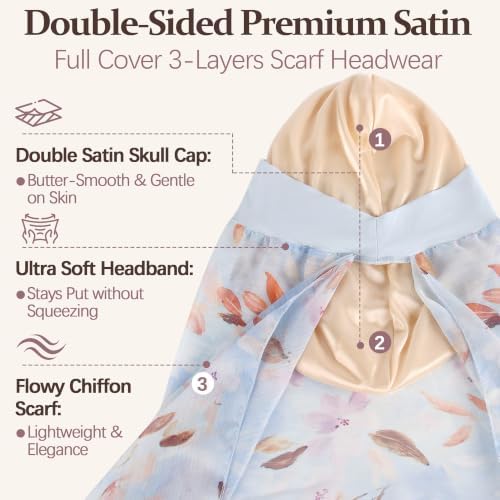 Ababalaya Satin Lined Head Wrap Chemo Headwear for Women - Image 2