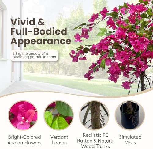 3FT Artificial Bougainvillea Tree – Realistic Faux Bougainvillea Tree with Pink Silk Flowers, Lifelike Artificial Flowering Plant in Pot for Indoor Outdoor Home, Living Room, Porch, Patio Decor - Image 3