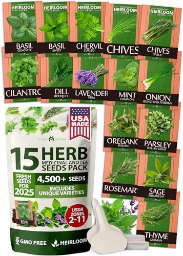 HOME GROWN 15 Culinary + 15 Organic Herb Seeds Variety Pack – 7,000+ Non-GMO USA Heirloom Seeds for Indoor/Outdoor Garden, Hydroponics & Gift Use – Basil, Cilantro, Parsley & More - Image 2