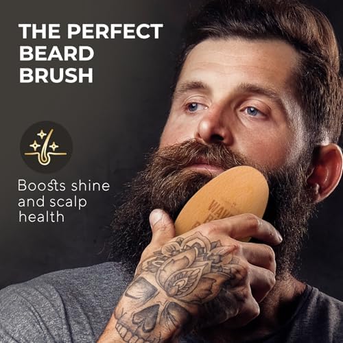 GUARD&MARINE Wave & Beard Brush for Men – Natural Boar Bristles, Palm Curve Design, Wood Handle – Shapes 360 Waves & Softens Beard - Image 4