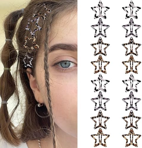 SAOROPEB Star Hair Clips 2000s Y2K Hair Accessories -16 PCS - Grey by SAOROPEB