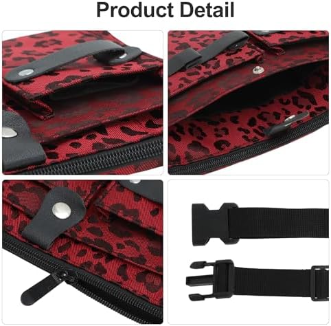 VOCOSTE Hairdresser Scissor Bag, Barber Canvas Waist Pouch, Leopard Red - Image 5