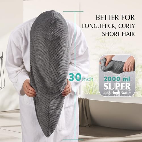 YFONG 3 Pack Large Microfiber Hair Towel Wrap for Women Long Hair, 30 x 10 - Image 4