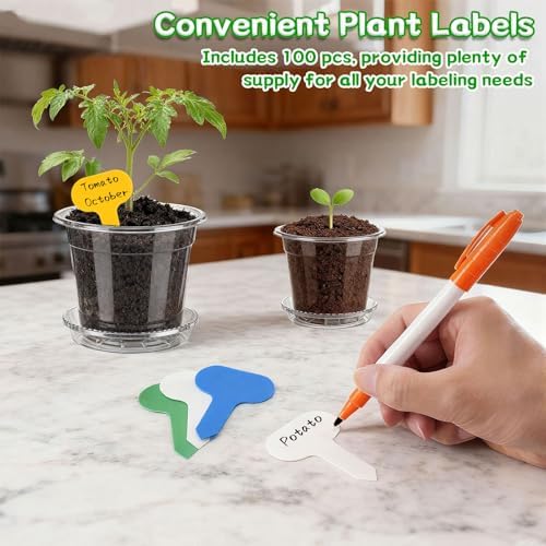 3/4/5/6/7 Inch Clear Nursery Pots with Drainage Holes, Saucers, Plant Tags - Image 6
