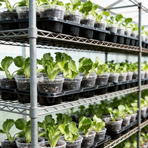 2 Pack 12 Cell Seed Starter Trays with 24 Clear 4 Inch Plant Pots - Image 4