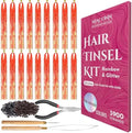 NIACONN Glitter Hair Tinsel Extensions Kit Orange with Tools and Beads, 48 Inch Sparkly Fairy Colorful Tensile Strands Shiny Hair Accessories for Women Girls Kids by NIACONN