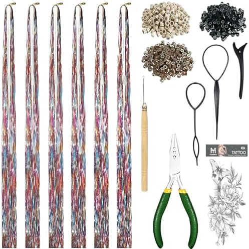 Hair Tinsel Kit With Tool Fairy Glitter Tinsel Hair Extensions for Girls by YUUYEEHAIR