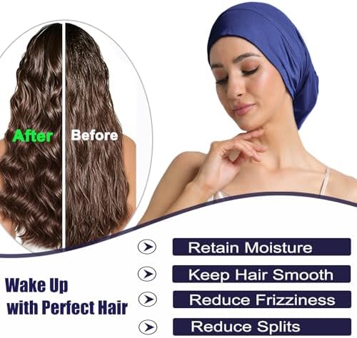 Satin Bonnets for Sleeping Adjustable Silk Lined Bonnet Sleep Cap Hair Wrap - Image 4