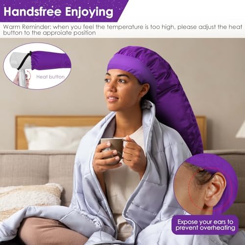 TEPENAR Hair Dryer Bonnet Attachment: Upgraded Extra Large Hooded Dryer Adjustable Hair Dryer Caps - Easy to Use for Natural Curly Textured Hair Care Styling Fast Drying - Purple - Image 5
