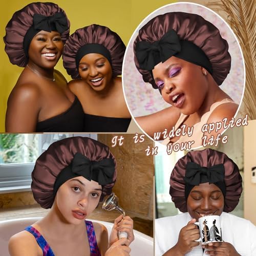CHLINS Double Layer Satin Bonnet for Sleeping, Hair Bonnet for Curly Hair - Image 7