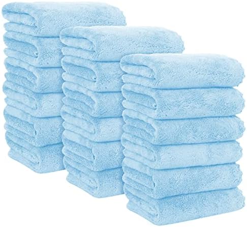 MOONQUEEN 18 Pack Premium Hand Towels - Quick Drying - Microfiber Coral Velvet Highly Absorbent Towels - Multipurpose Use as Hotel, Bathroom, Shower, Spa, Hand Towel 16 x 28 inches (Aquamarine) by MOONQUEEN
