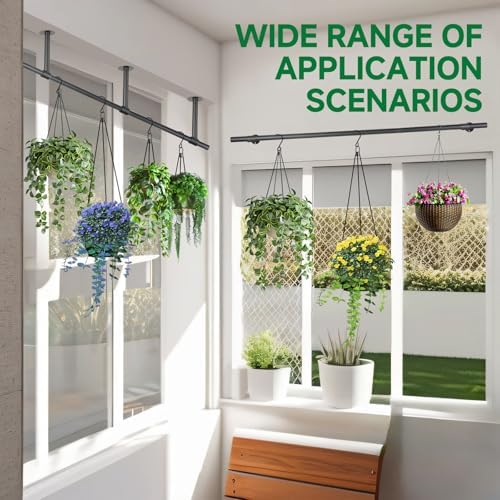 2 pcs Hanging Planters Rod, Plant Hanger Indoor for Window Ceiling, Hanging Plant Shelf for Wall Planter House Plants, Plant Shelves Metal Holder Bar 63 in (Pots, Plants, Chains not Included) - Image 6