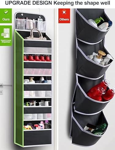 Over the Door Organizer Storage - 5 Tier Hanging Storage shelves Door Organizer with Pockets, Anti Tilt 44 lb Load Behind Door Organizer for Bedroom,Nursery,Bathroom,Kitchen,Dorm,Shoe - 1 Pack, Black - Image 2