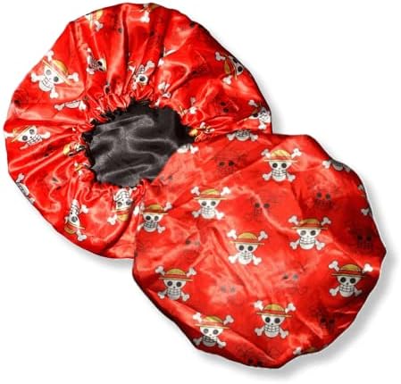 Anime Bonnet with Elastic Soft Band Adjustable Women and Men Silky Bonnets for Sleeping Comfortable Satin Fabric, Red Op by CrownLimitedSupply