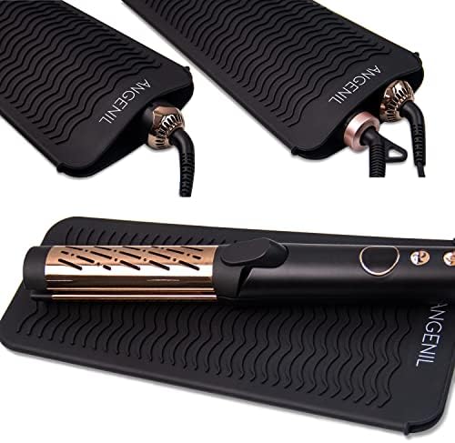 ANGENIL Silicone Heat Resistant Travel Mat Pouch for Titanium Ceramic Flat Iron, Hair Straightener Professional and Curler 2 in 1, Curling Wand, Crimper Hair Iron Tools, Food Grade Silicone, Black - Image 3