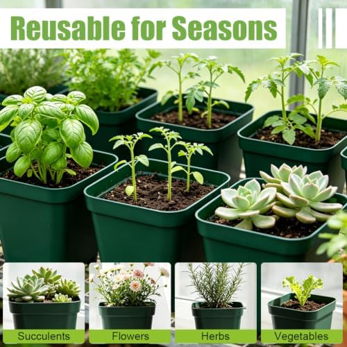 2.75 Inch Square Nursery Pots with Drainage Holes for Plants, 120 Pack - Image 4