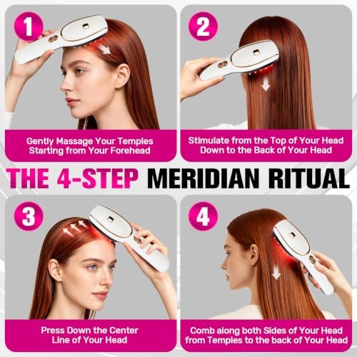 Electric Scalp Massager Hair Brush with Oil Applicator Red Light Therapy - Image 7