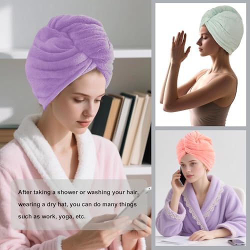 Microfiber Hair Drying Towel Wrap,Hair Turbans Towel for Wet Hair - Image 6