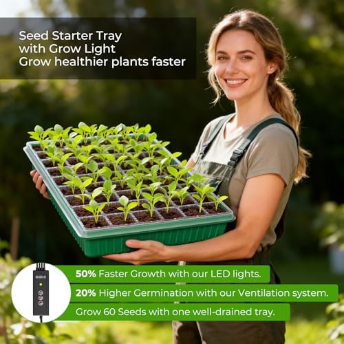 2 Pack Seed Starter Tray with Grow Light, 120-Cell Seedling Kit - Image 2