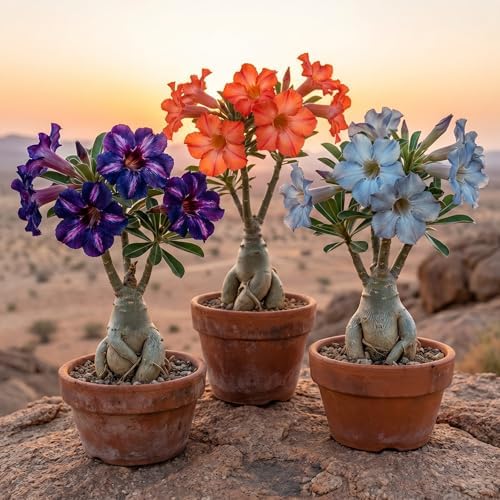 Random Desert Rose Live Plant, Patio Container Succulent, 4-8 Inch Tall by PlantsSeedsBulbs